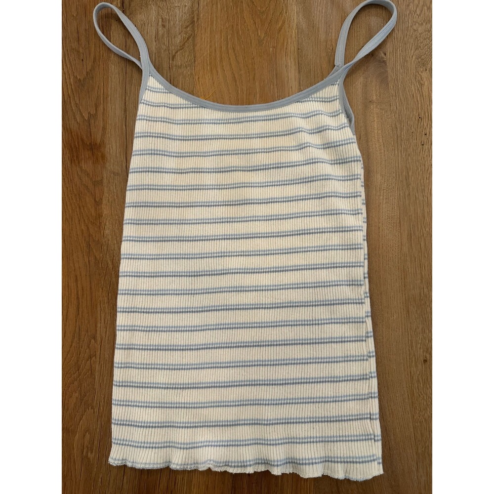 Brandy Melville Blue & White Striped Ribbed Tank Top - Made in Italy